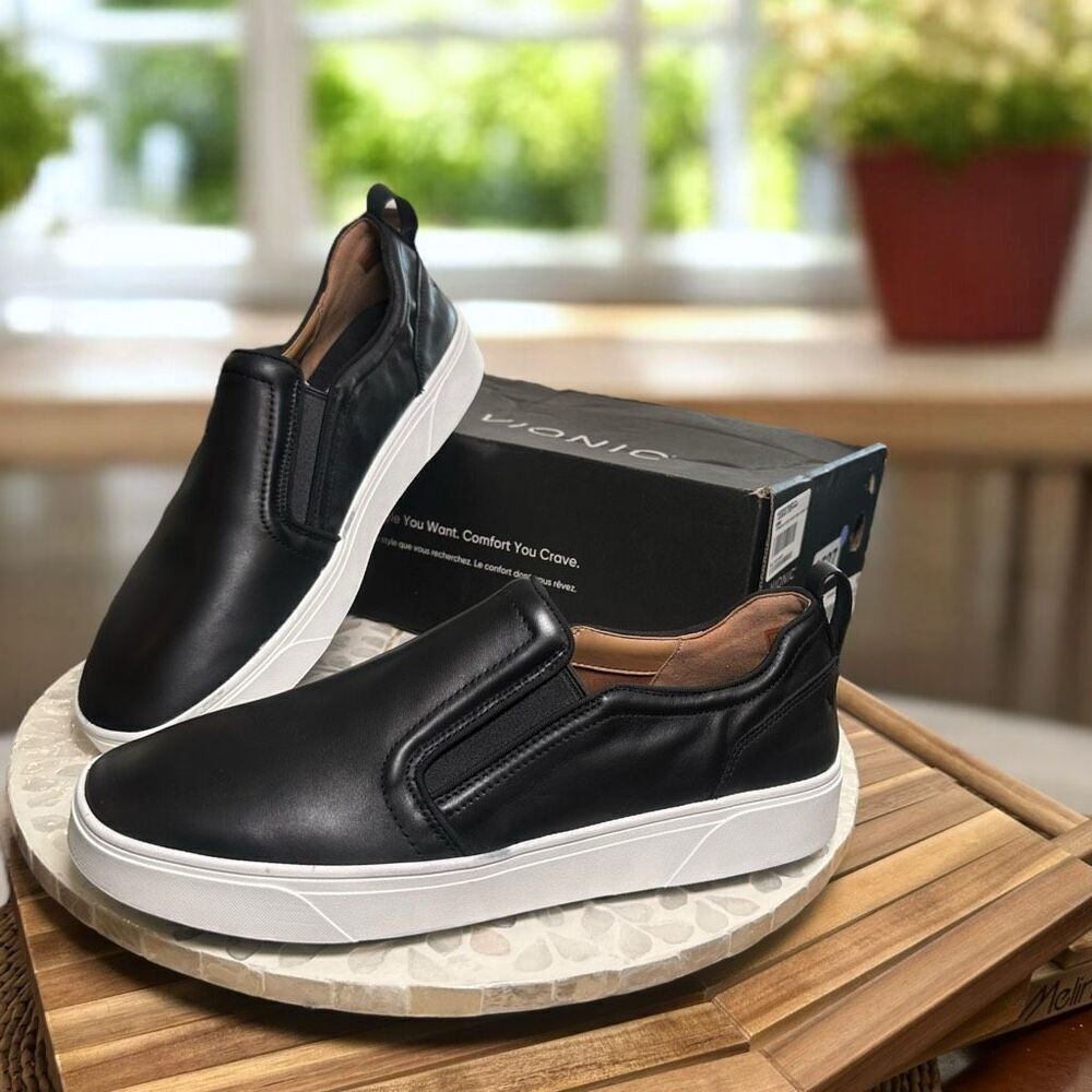 Vionic Kimmie Leather Arch Support Orthotic Slip-On Sneakers Comfort Shoes Women